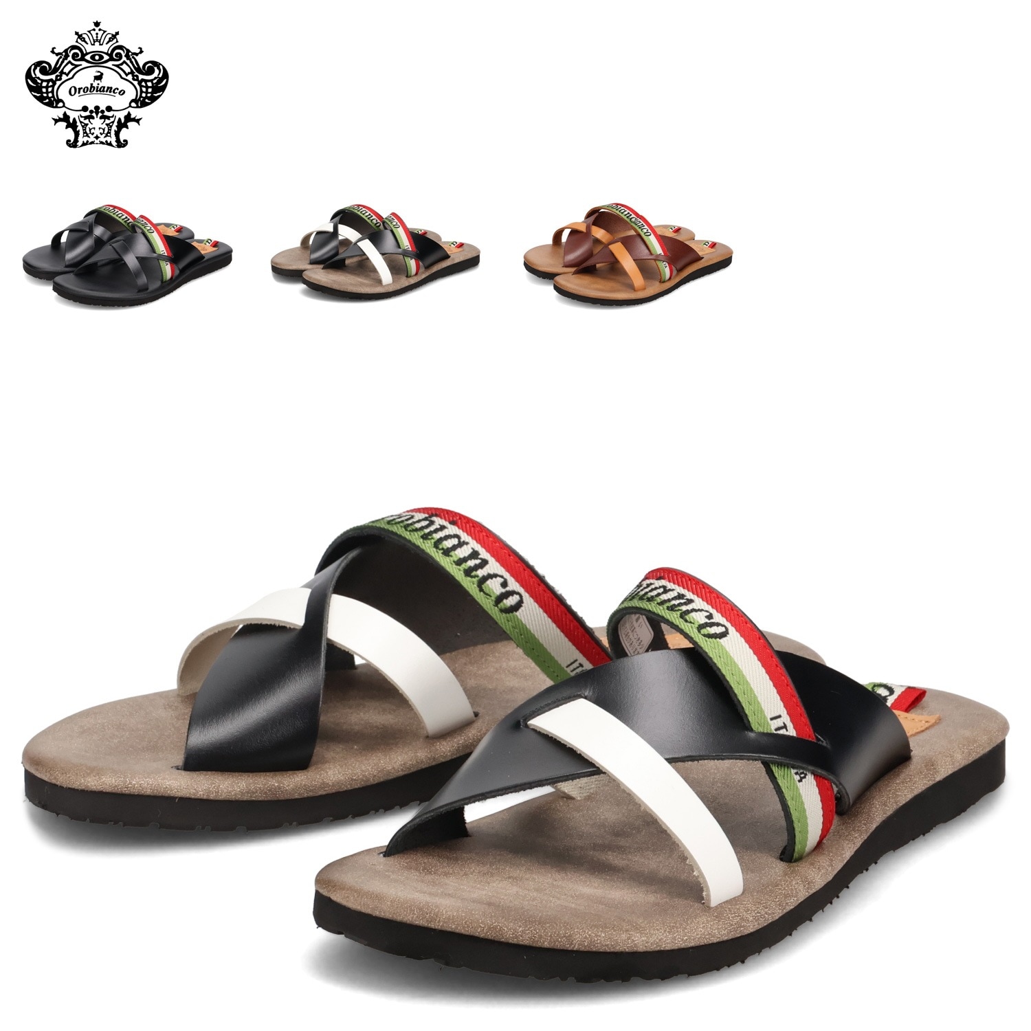 クロスサンダル ビーチサンダル メンズ 本革 日本製 ブラック グレー ブラウン 黒 HASHIBA2