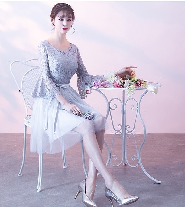 1972.シースルーレースフレアドレス（Vネック）2019 春夏 sale 春夏 sale ワンピース フリル エレガント お呼ばれ パーティー 結婚式 披露宴 女子会 レストラン デート