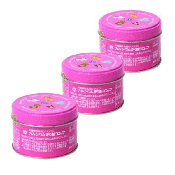 カワイ カルシウム肝油ドロップ 100粒 3個 河合 ピンク 栄養機能食品（V.AV.D）カルシウム肝油ドロップ