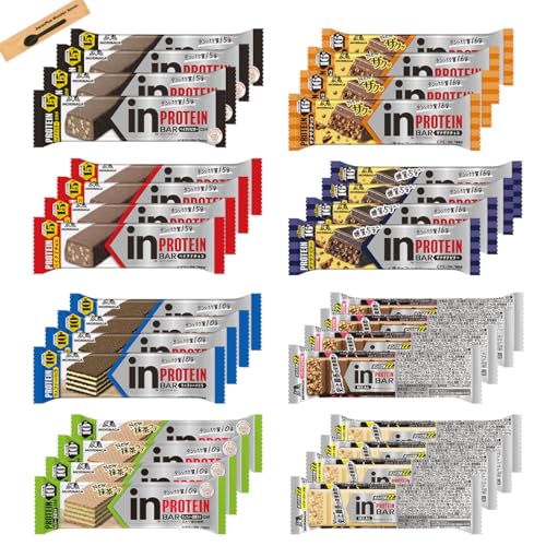 プロテインバー 詰め合わせ inバープロテイン 栄養補助 8種 各4本 セット 合計32本 ジャパンプラス木製スプーン付