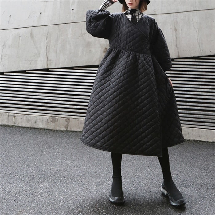 ロング中綿コート 綿入れロング丈冬服 レディースアウター 手触り良いふわふ