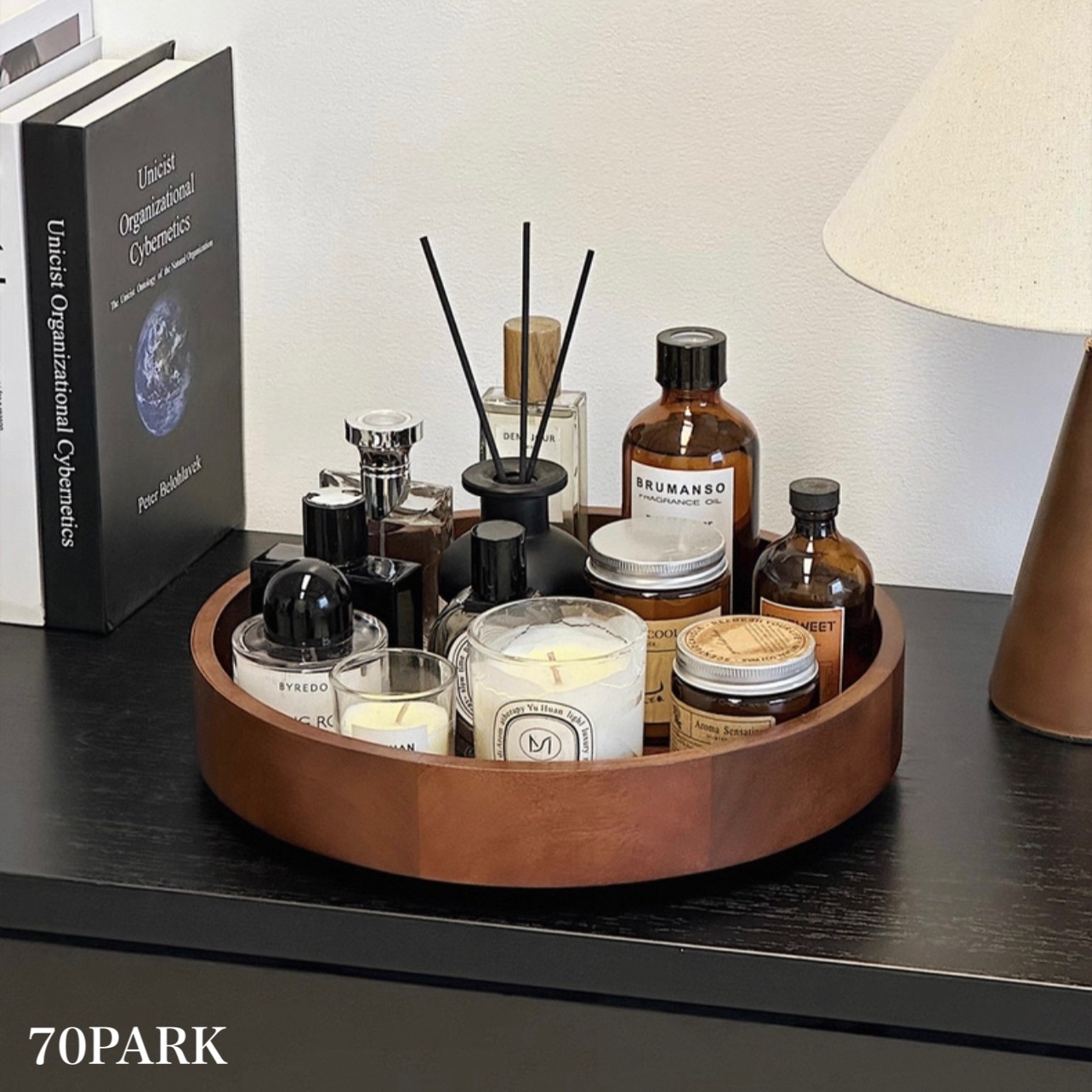 360度 回転 ナチュラル ウッド ラウンド コスメ 収納 トレイ アクセサリー トレイ 小物置き おしゃれ 韓国インテリア 韓国雑貨 北欧 韓国っぽ インテリア雑貨 70PARK