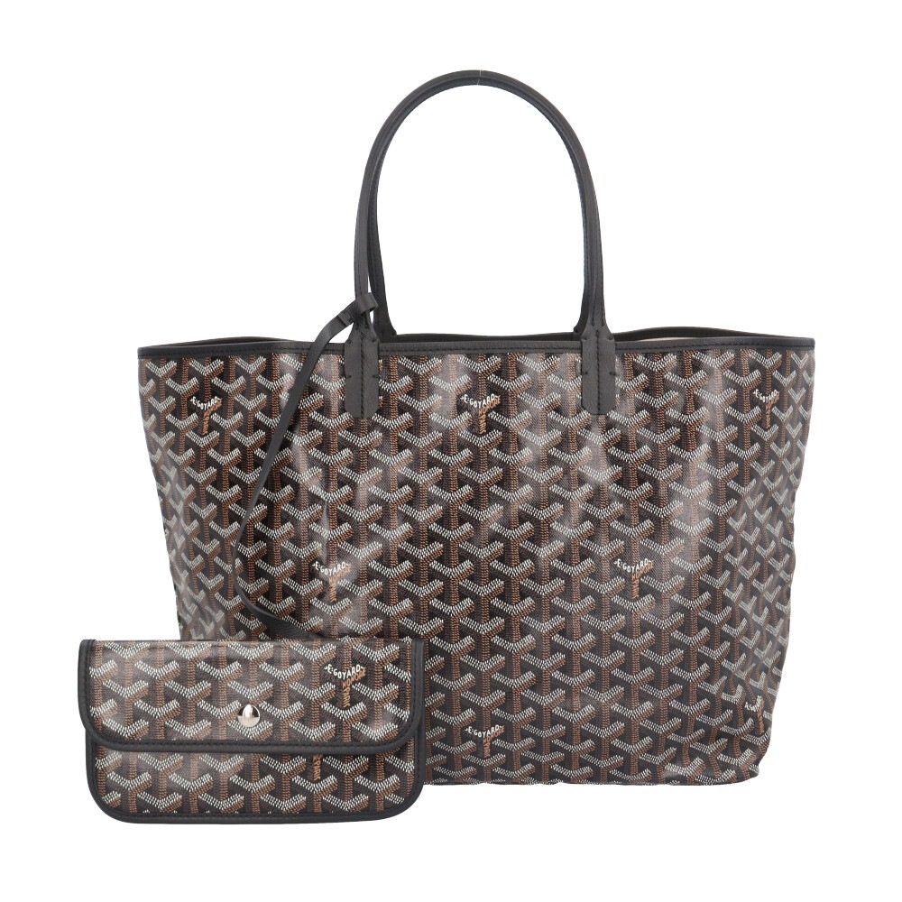ゴヤール サンルイPM トートバッグ PVCコーティングキャンバス ブラック GOYARD 中古 美品