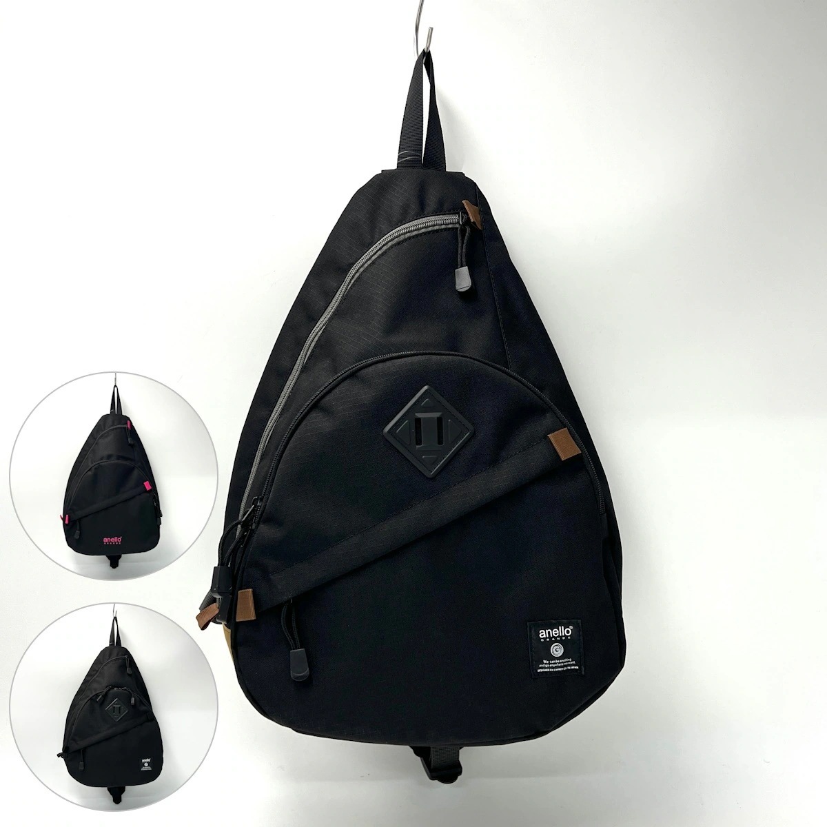 【15時まで即日発送】anelloGRANDE ボディバッグ 15L 大きめ ビッグ 大容量 撥水 ボディーバッグ クロスボディ 旅行 黒 メンズ レディース アネログランデ GTM0463 正規品