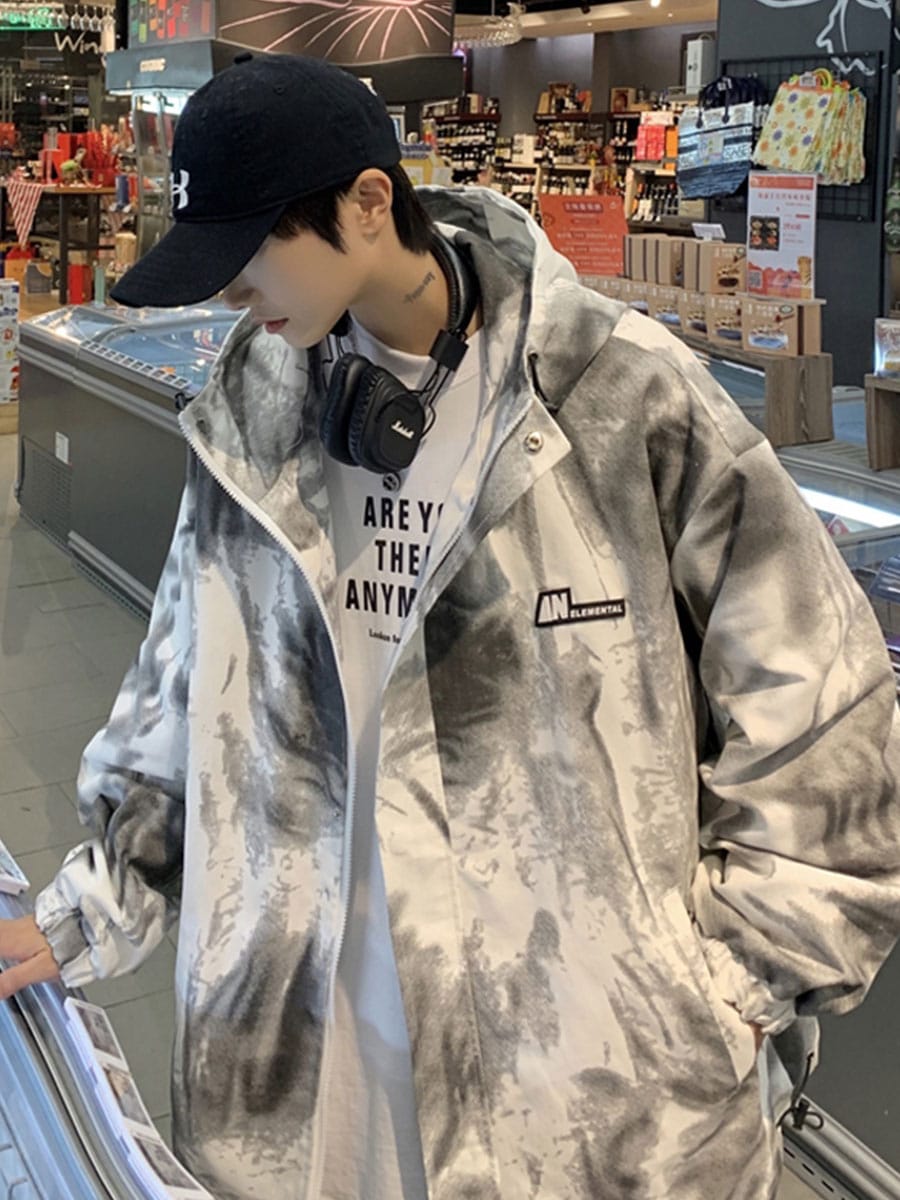 ジャケット メンズ 秋 ニッチデザイン タイダイパーカー アメリカンヴィンテージ タイドジャケット