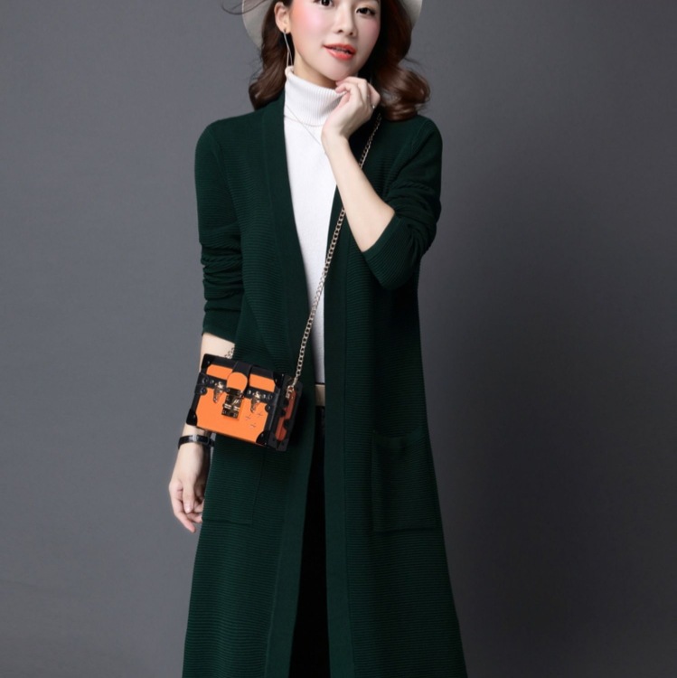 ロング丈カーディガン 長袖ニットカーディガン 前開きロング丈カーディガン カジュアルニットカーディガン トップス アウター ニットソー セーター カーディガン 上着 ロング ロング丈 袖あり 長袖