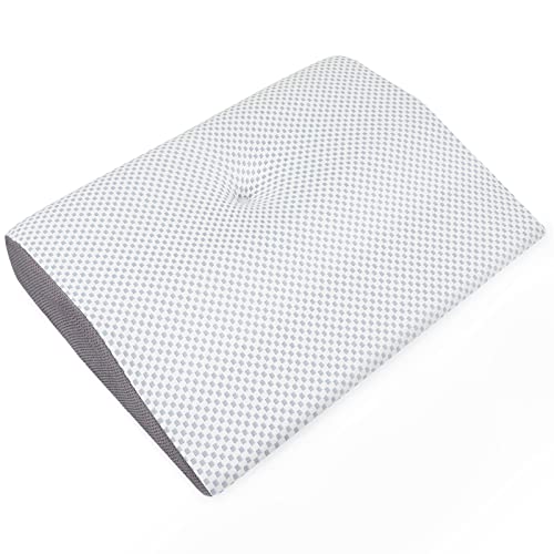 枕 肩・首・頭をしっかりと支え まくら 肩がラク 独自の中空設計 低反発 安眠枕 ポリウレタンフォーム 通気性 ピロー プレゼント 洗えるカバー ライトグレー 54×42cm 格子縞