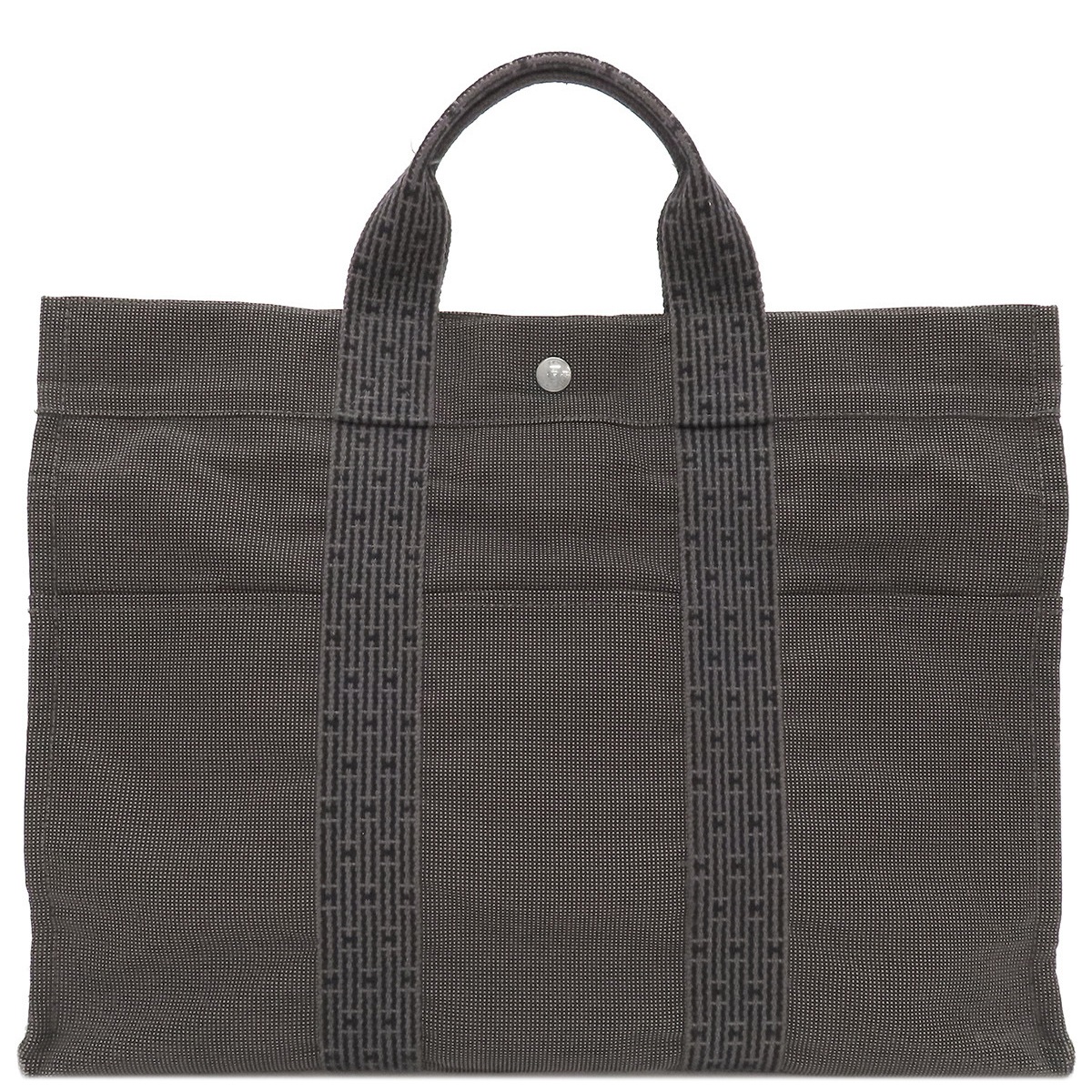 エルメス トートバッグ エールライントート MM キャンバス グレー シルバー金具 鍵・カデナ欠品 【中古】