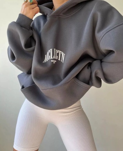 カジュアルファッションレタープリントeBayトップ長袖フード付きスウェットシャツ女360