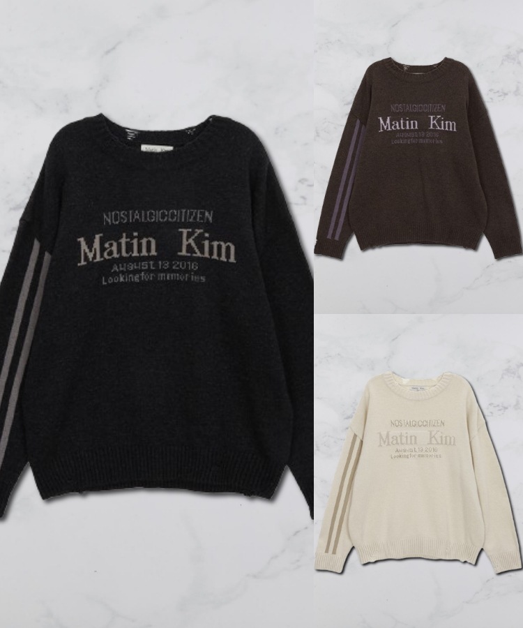 Matin Kim ブラックニット 長袖Sサイズ ☆正規品☆ 【MATIN KIM】COLOR LINE POINT LOGO KNIT PULLOVER