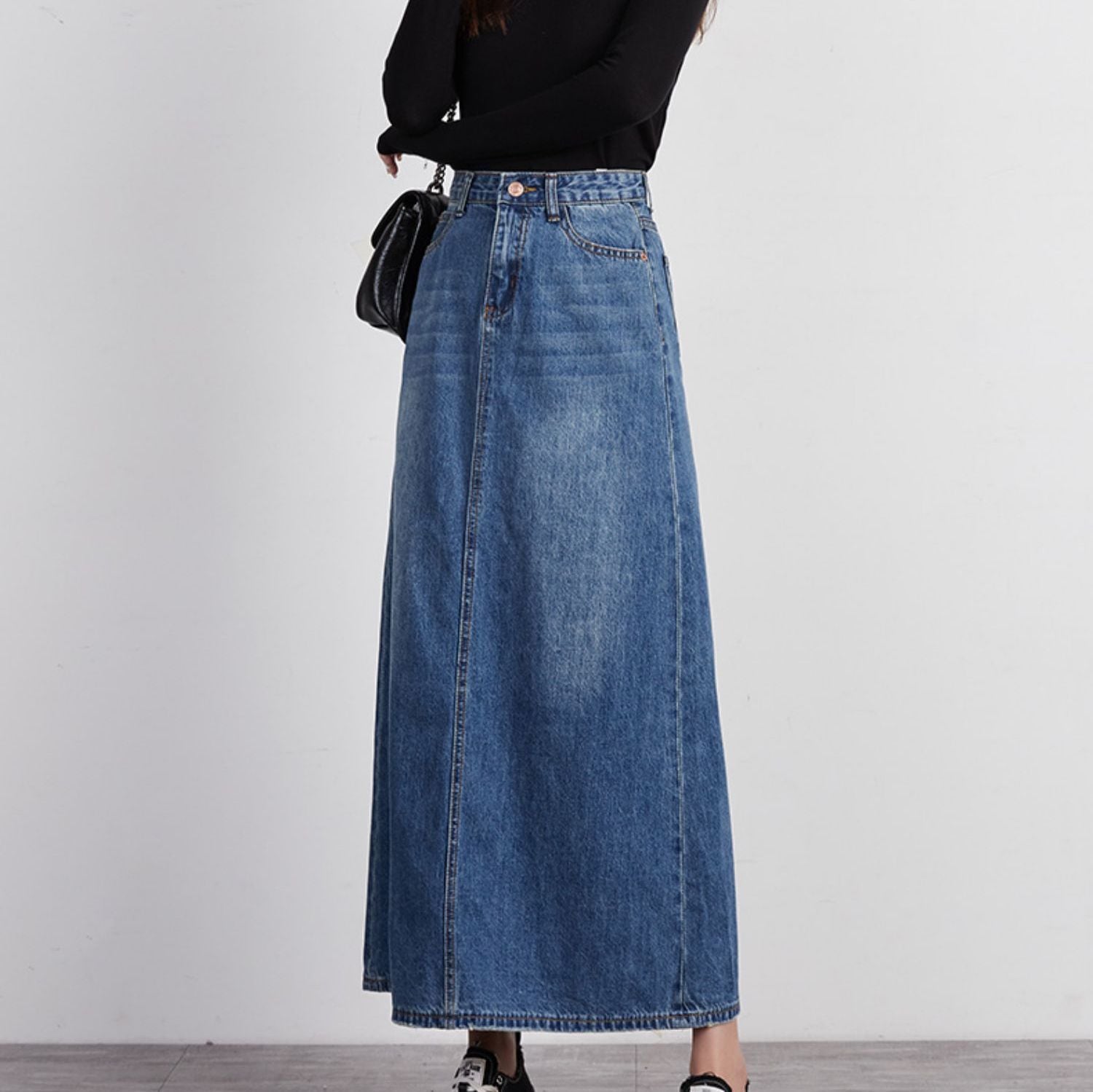 スカート ボトムス デニムスカート ロング ロング丈 マキシ マキシ丈 フレア ポケット デニム ブルーデニム かわいい 大人可愛い きれいめ カジュアル 大人 上品 おしゃれ お洒落 大人女子