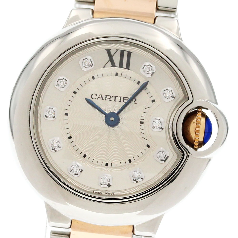 カルティエ CARTIER WE902030 バロンブルーSM K18PGコンビ 11Pダイヤ クォーツ レディース _866113【中古】 286,830円
