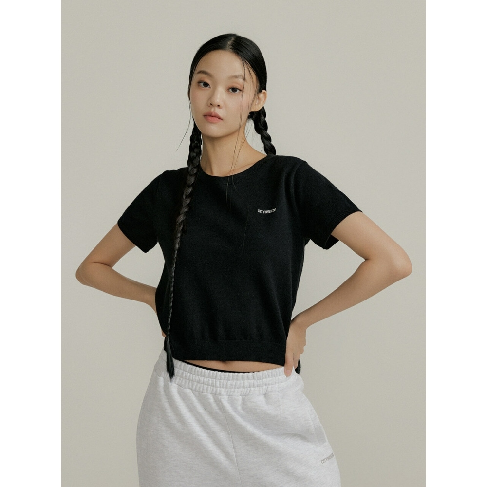 CITYBREEZE エッセンシャルラウンドネックショートスリーブニットブラック