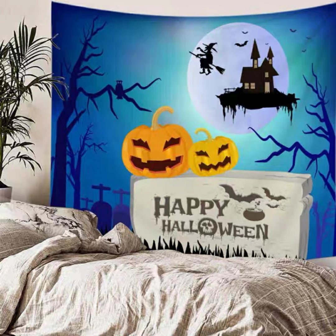A060271タペストリー ハロウィン カボチャ布ポスター 壁面装飾 壁掛け飾り 窓 背景布