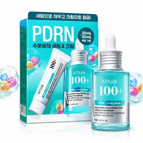 피디알엔 PDRN ヒアルロン酸潤いツヤ肌コンディショニング美容液30ml+クリーム30mlセット, 1個, 30ml