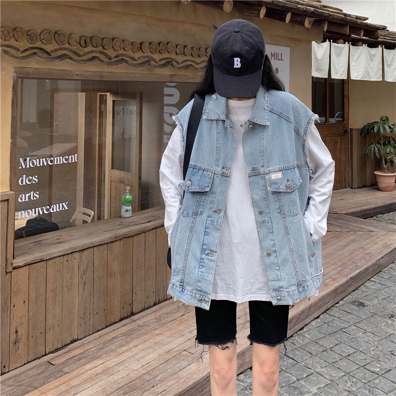 レトロ風 アウター ベスト ジャケット Gジャン 上着 羽織 袖なし ノースリーブ 襟付き ポケット 前開き ボタン デニム かわいい 大人可愛い カジュアル おしゃれ お洒落 レトロ 大人可愛い