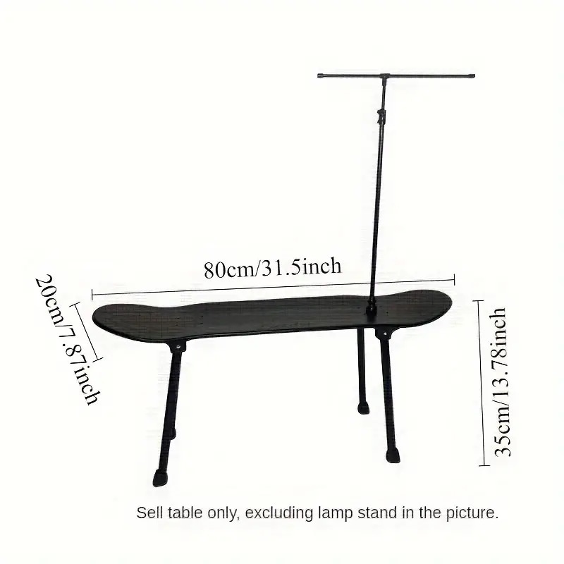ヴィンテージ木製スケートボードスタイル折りたたみテーブル三脚ベース付き - ポータブル軽量アウトドアキャンプテーブル収納簡単なコーヒーサイドテーブル釣りピクニックテールゲートに