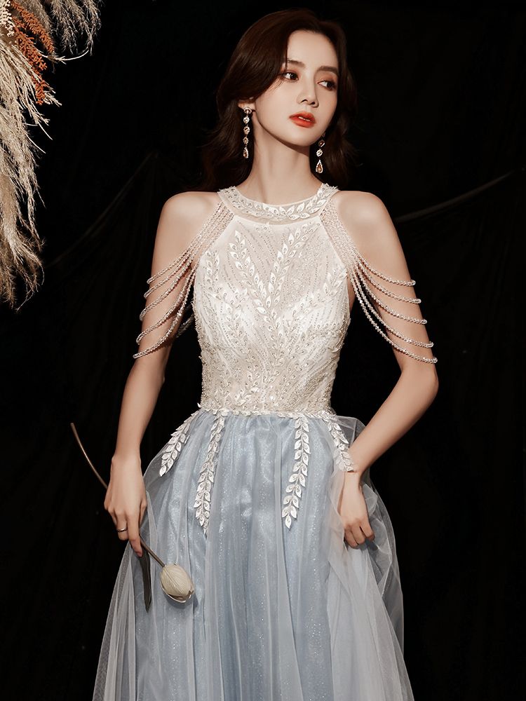 ホルターネックのイブニングドレス宴会ドレス妖精ホステス気質誕生日痩身 母の日