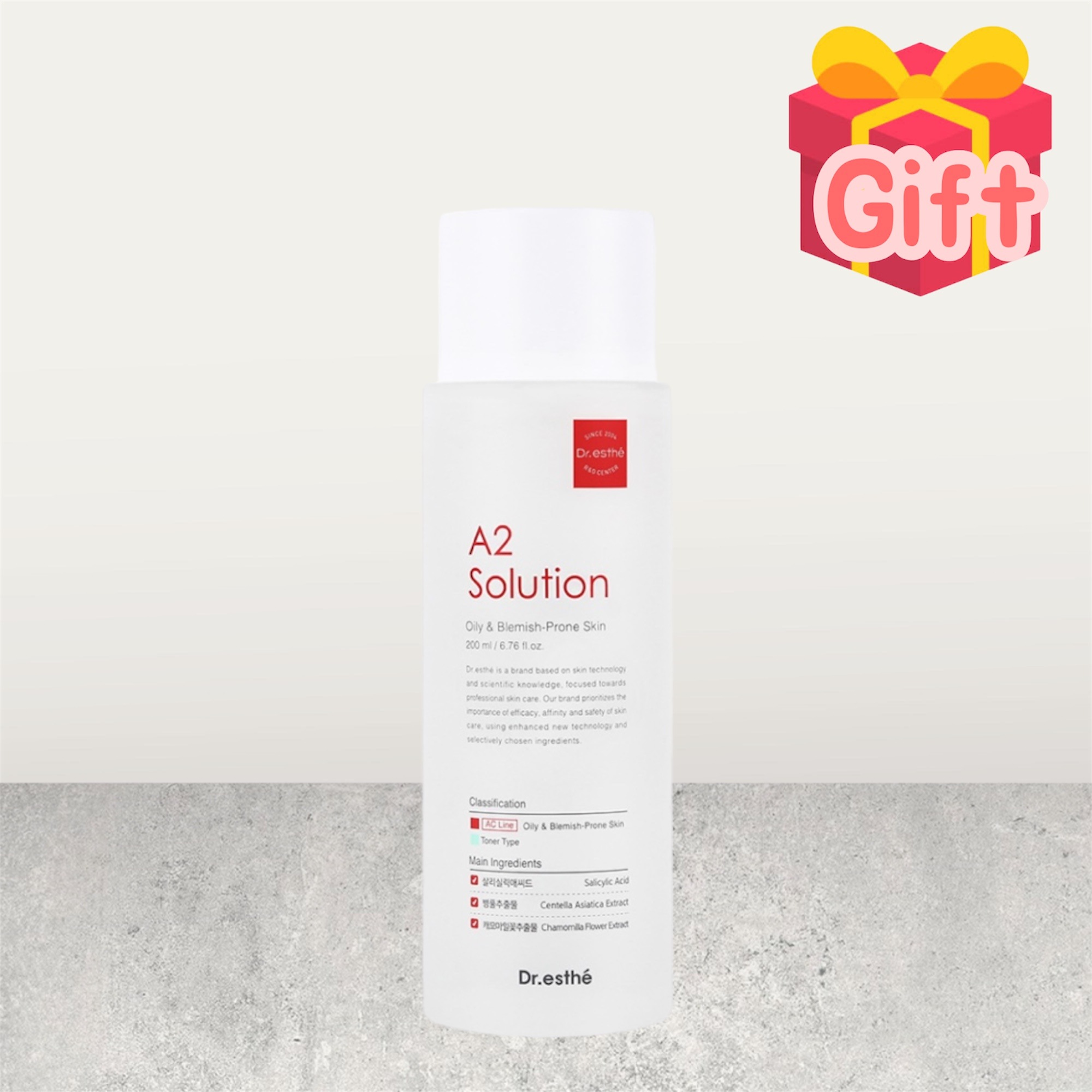 Dr.esthe A2ソリューション トナー 200ml赤み・ほてり鎮静BHA角質ケア脂性・ニキビ肌用