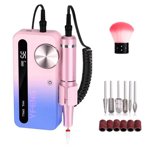YFENGジェルネイルドリル電動マネージャーケアスピード調整ピンク1セット