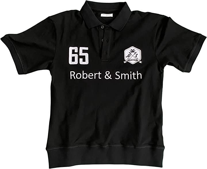 ロバートアンドスミス ポロシャツ 100% コットン ゴルフポロシャツ ゴルフウエア 半袖メンズ 黒
