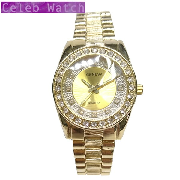 GENEVA 腕時計 ジルコニア カスタム ウォッチ ゴールドカラー メンズ 時計 ラグジュアリー スタイル ブランド ファッション セレブ ウォッチ メンズウォッチ セレカジ レディース アクセサリ