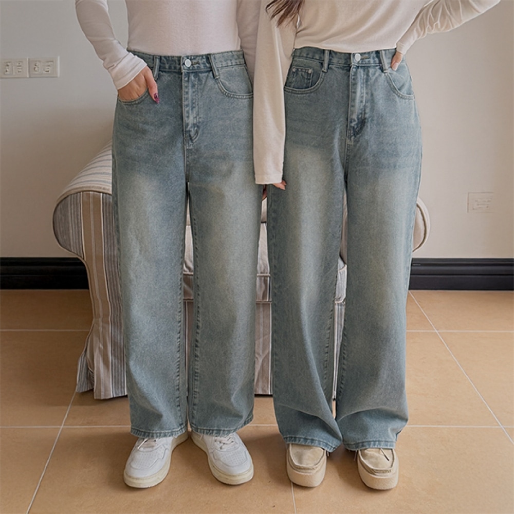 [JSTYLEのイーブレット] 長さのイーブレットミエンフワイドデニムパンツ 6,019円