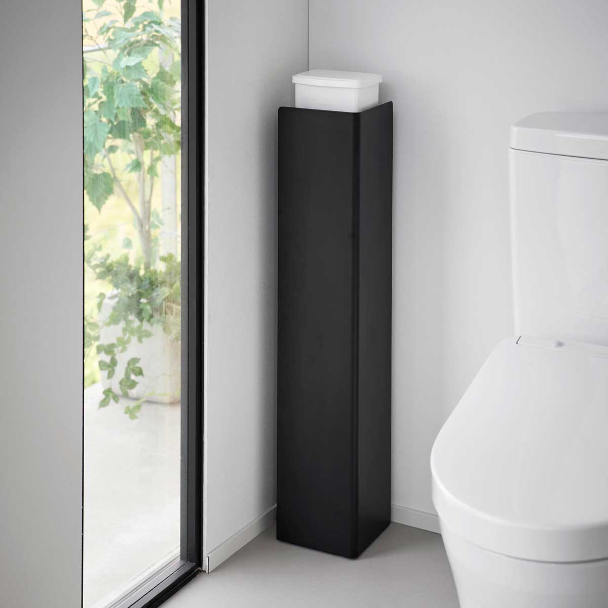 トイレ収納 山崎実業 tower タワー キャスター付きスリムトイレラック 1490 ブラック