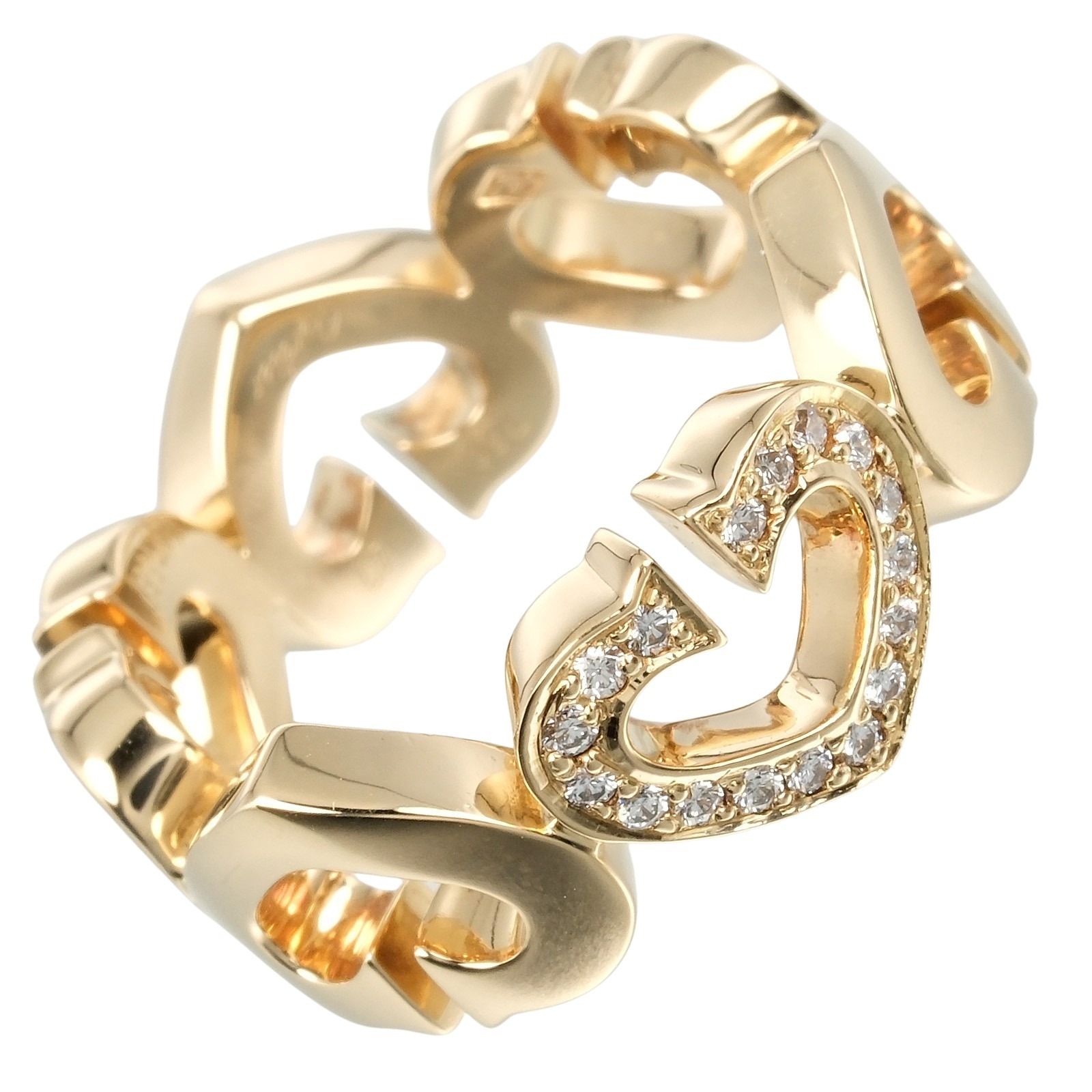 Cハート リング・指輪 K18ピンクゴールド ダイヤモンド 7号 約7.58g レディース 中古品 Aランク 110,000円