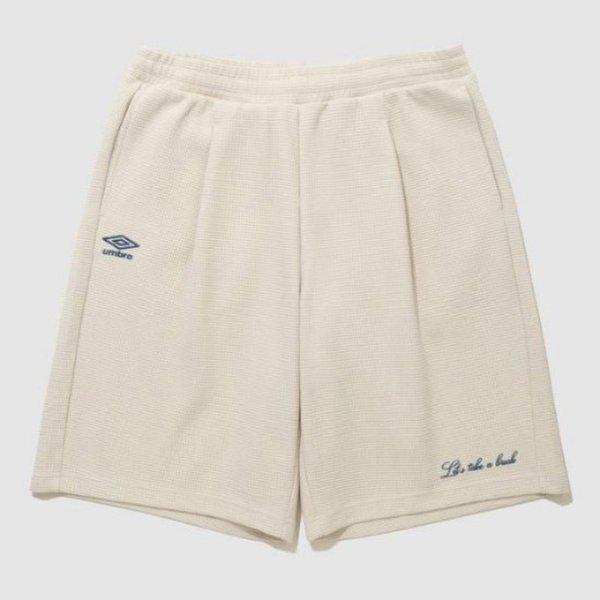 パンツ NQK UQ221CHP47-OBE レイトチェックアウトワッフル 5.5部バミューダパンツ/OATMEAL BEIGE