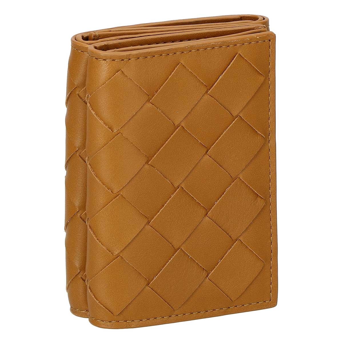 BOTTEGA VENETA 609285-VCRA1-2596 INTRECCIATO ボッテガヴェネタ イントレチャート 三折財布スナップ式小銭入付 キャメル/シルバー 56,100円