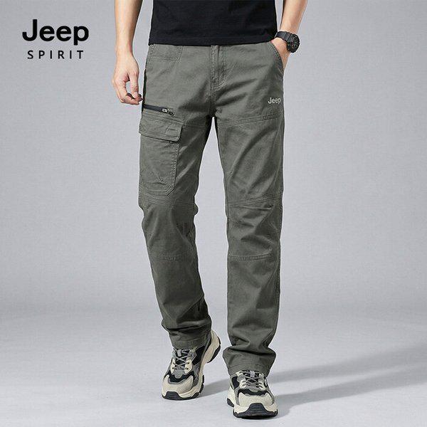 JEEP SPIRIT ストレートフィット 膝切開 カーゴパンツ グリーン (JSFAPT1242)