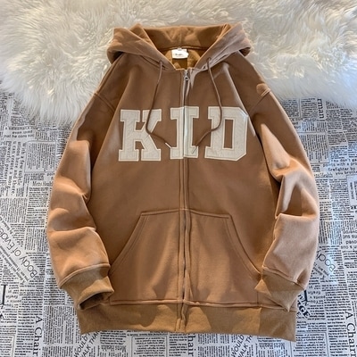 ロゴ パーカー オーバーサイズ トップス アウター フーディー 上着 スウェット 部屋着 袖あり 長袖 ワイド フード付き ポケット 前開き シンプル カジュアル レトロ こなれ感 ラフ ボーイッシュ