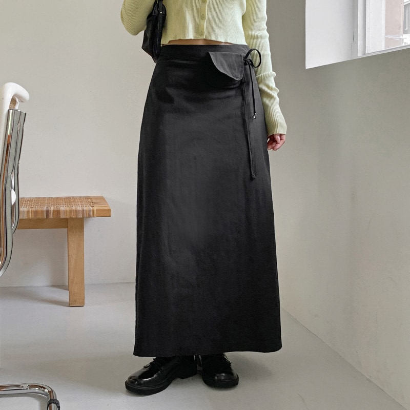 [tsk0680] 韓国ファッションポケットストラップセットロングスカート