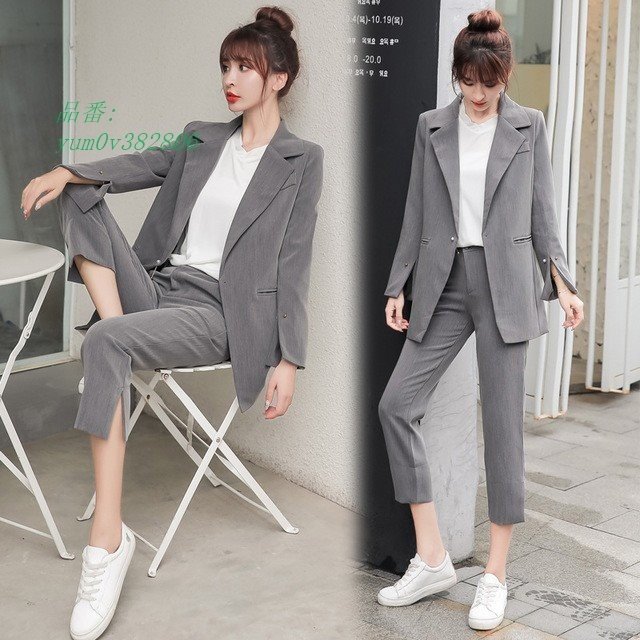 グレー オフィススーツ レディース お洒落 秋 スーツ 上品 韓国風 通勤 OL パンツスーツ 30 5,674円