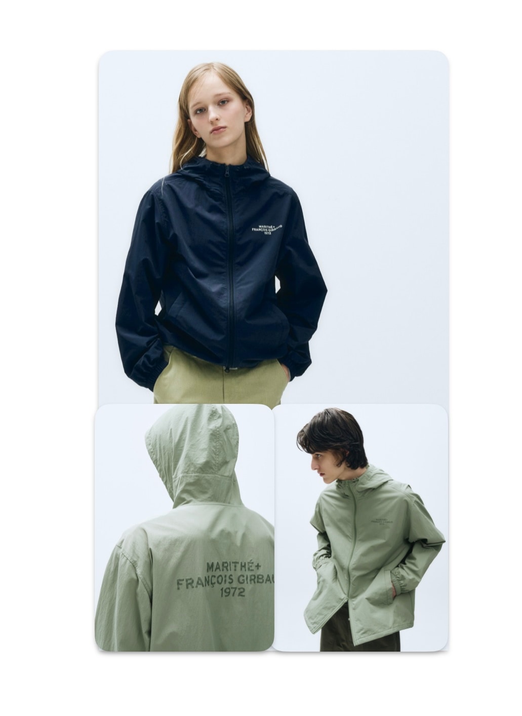 (Marithe) 2color LETTERING LOGO HOODIE WIND BREAKER 男女共用 2way zipper