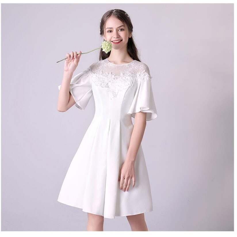 ウエディングドレス aラインワンピース 結婚式 カラードレス ミモレ丈ドレス パーティードレス 大き 9,954円