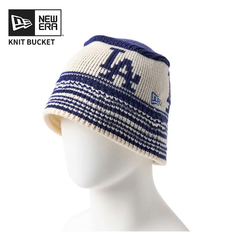 ニューエラ ユニセックス バケハ ニット帽 NEW ERA ニットバケット ドジャース インディゴブルー/クローム 帽子 14667669 ネコポス送料無料