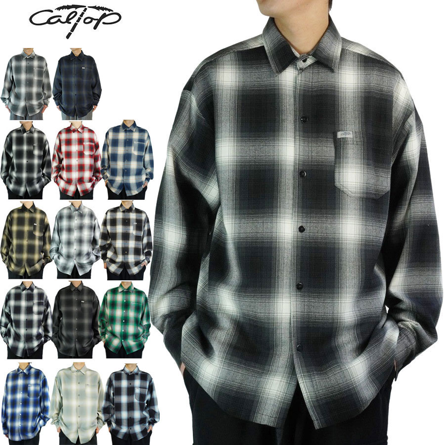 キャルトップ シャツ オンブレチェック【期間限定価格】CALTOP メンズ【クリックポスト発送】2000 OMBRE LONG SLEEVE SHIRTSネルシ