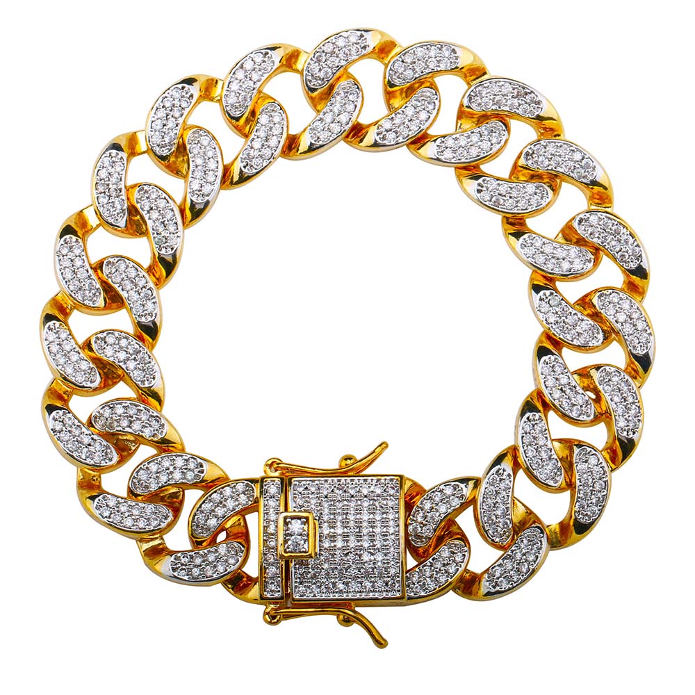 パヴェ喜平ブレスレット18K 幅14mm [b175]