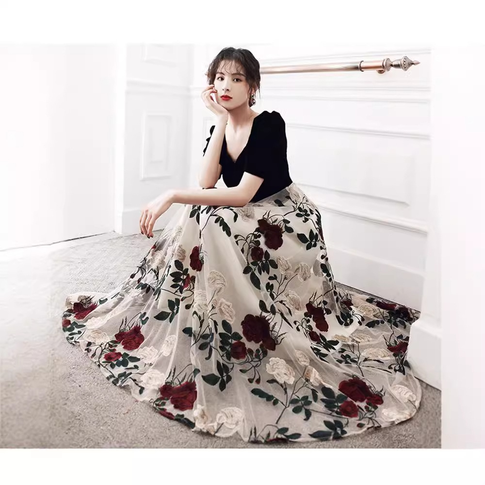 イブニングドレス 高級 フレンチ 司会者 婚約 芸術試験 春