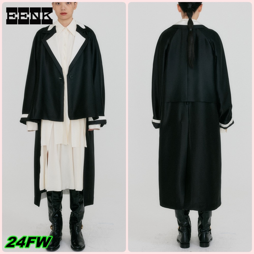 【EENK】送料/関税込 24FW ZENIA Unbalanced Long Coat - Black