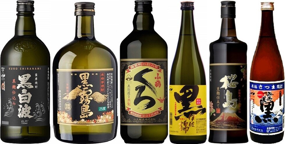 芋焼酎 福袋 黒麹セット 黒白波 黒霧島 小鶴くろ 黒伊佐錦 桜島黒麹 西海の薫黒 合計6本福袋セット 720ML6本 福袋セット 送料無料