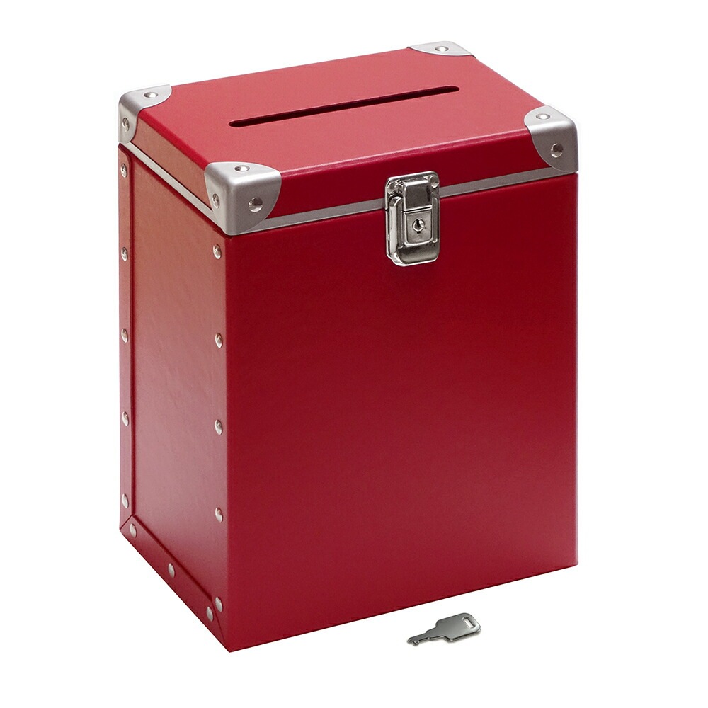 （まとめ買い）コレクト 投票ボックス パスコ製 投書箱/ご意見箱/入札箱/募金箱/アンケートBOX 赤 M-512-RE [x3]