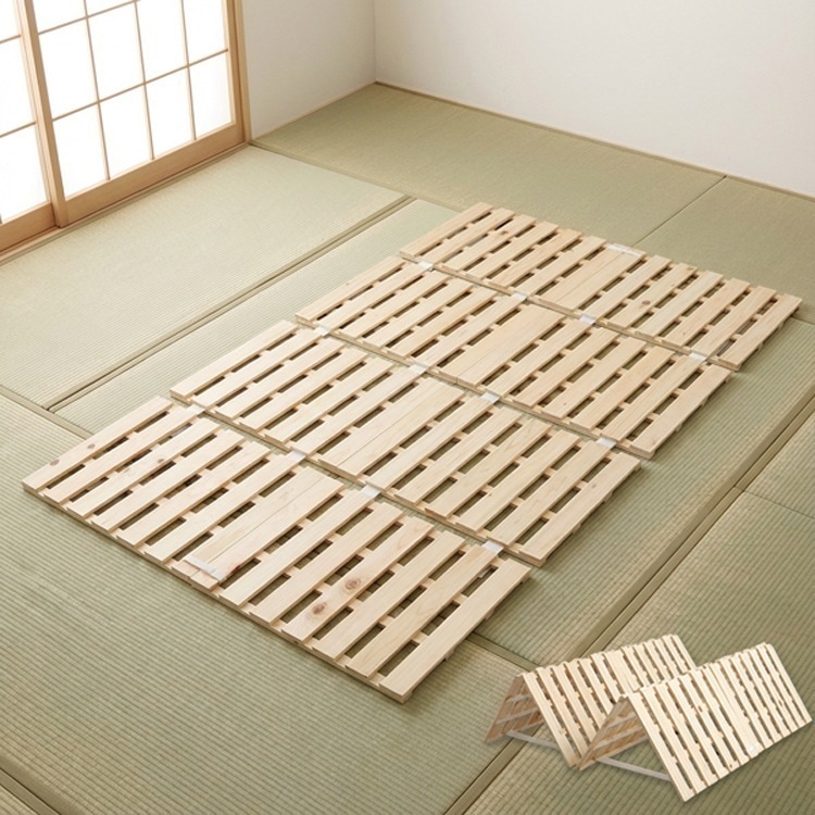 天然木 完成品 すのこベッド四つ折り式 檜仕様 セミダブル 涼風家具 インテリア ベッド マットレス ベッド用 ナチュラル