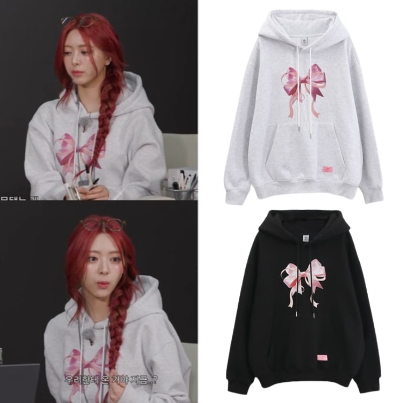 【ITZY ユナ着用】DOUBLE RIBBON OVERSIZED HOODIE