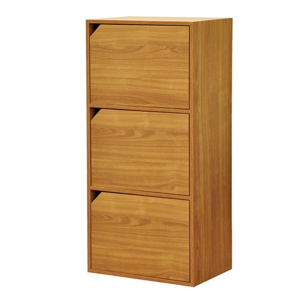 カラーボックス 3段 約幅41.5cm 収納棚 ドア付き 接着剤 目隠しシール付き