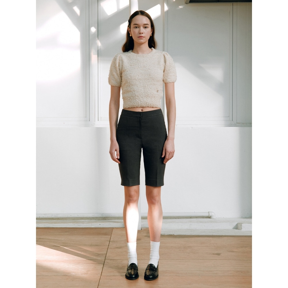 ロラローラスリムハーフスラックスチャコール