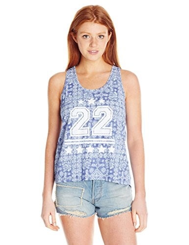 Derek Heart Juniors Tamaras AOP GMT B/O Racerback Tank, Blue Paisley, Large Derek Heart Juniors Tamaras AOP GMT B/O Racerback Tank, Blue Paisley, Large