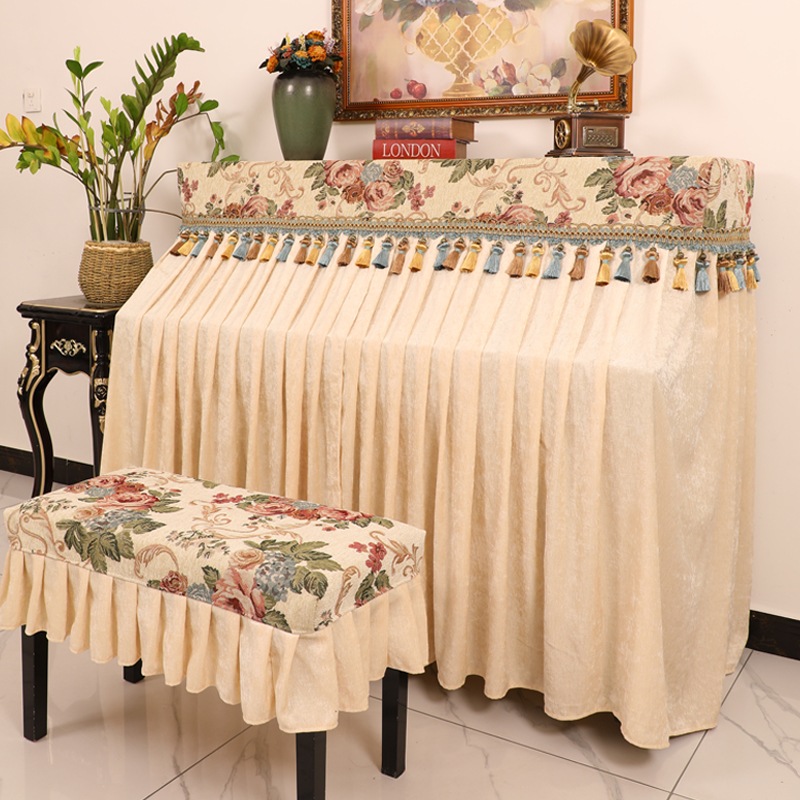 人気！アップライトピアノカバー　オールカバー シンプル　おしゃれ　ベージュ さまざまな色をご用意 アップライトピアノカバーフルカバー椅子カバー付き